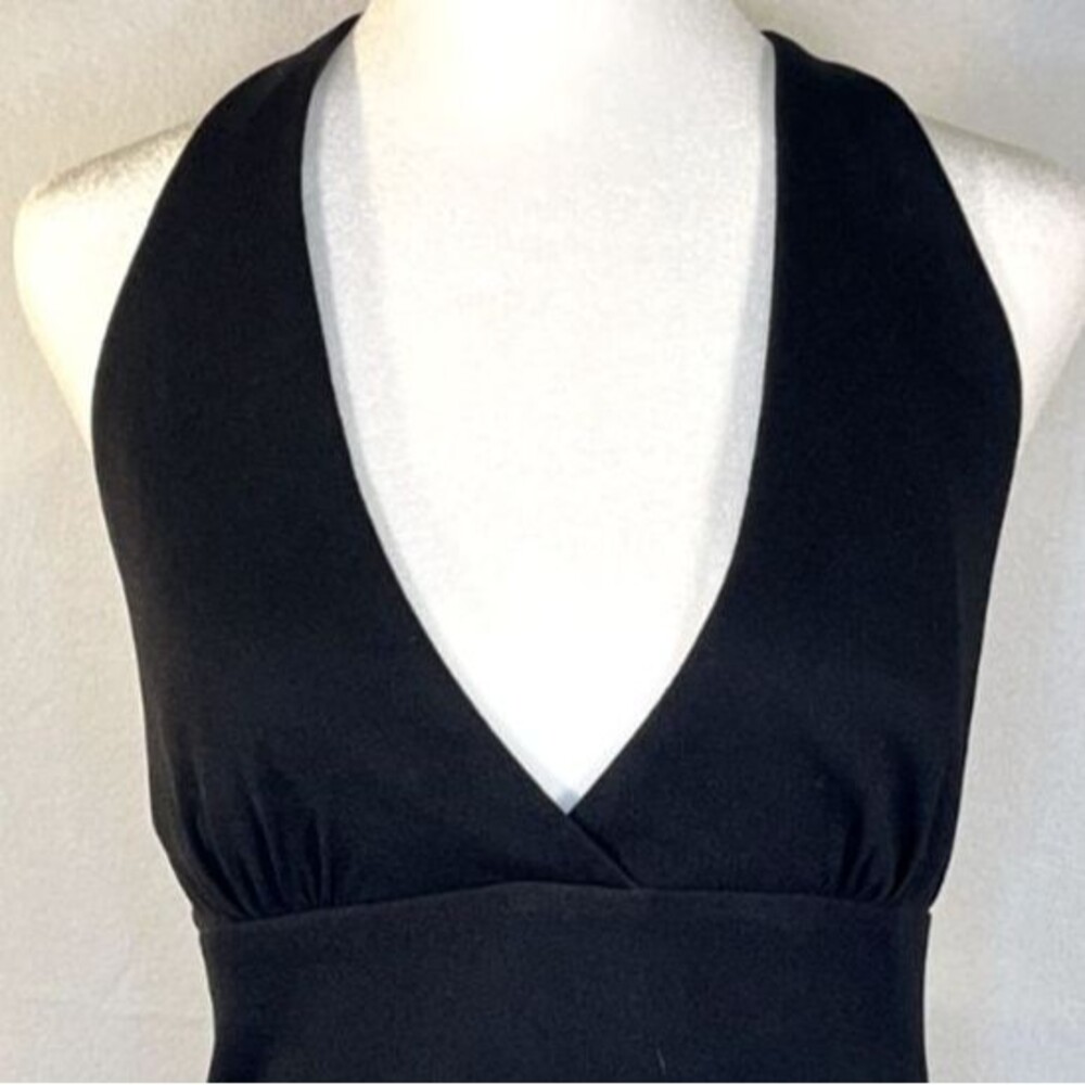 Laundry Shelli Segal Black Sleek Halter HI_LO Chiffon Dress 10 Y2K Low Back